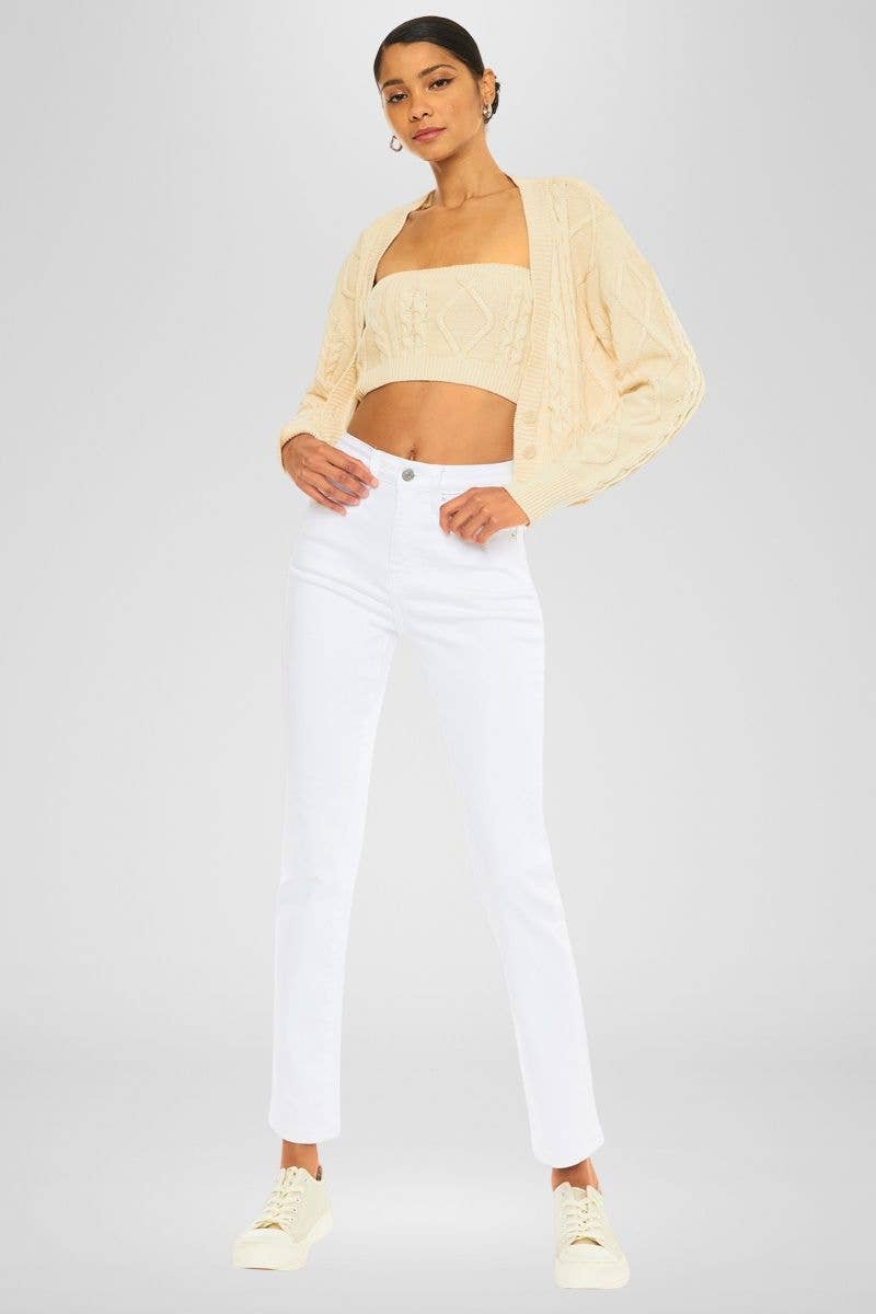 OPEN PACK HIGH RISE SLIM STRAIGHT JEANS-KC11252WT