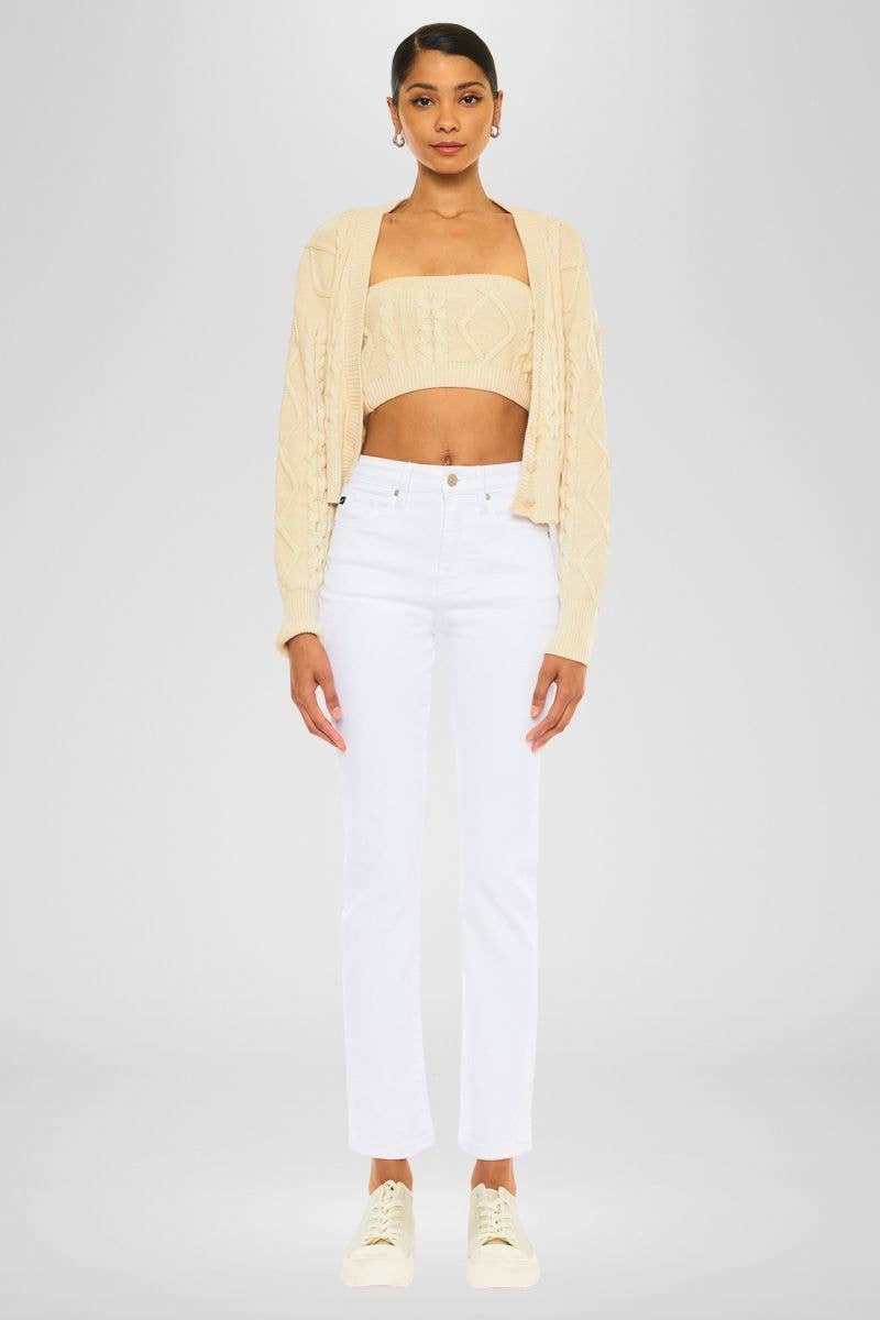 OPEN PACK HIGH RISE SLIM STRAIGHT JEANS-KC11252WT