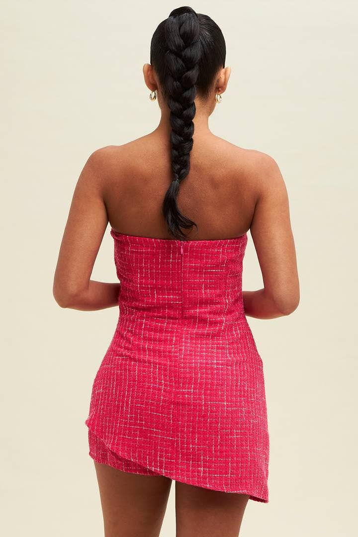 Fuschia Tweed Layered Romper